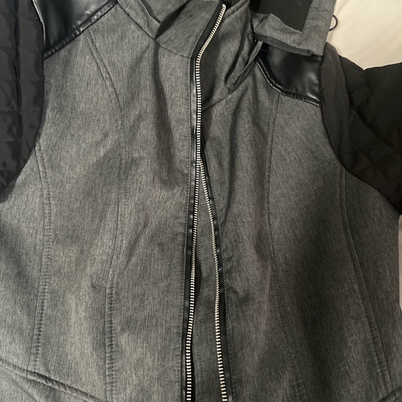 Quilted Sleeve Moto Parka – Grey & Black Contrast Fall Coat- Bundle & Save - Picture 7 of 14